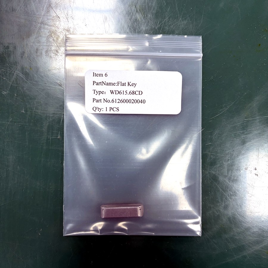 Flat key, labeled and packed